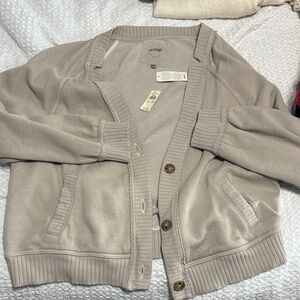 Beige Button-Up Cardigan
